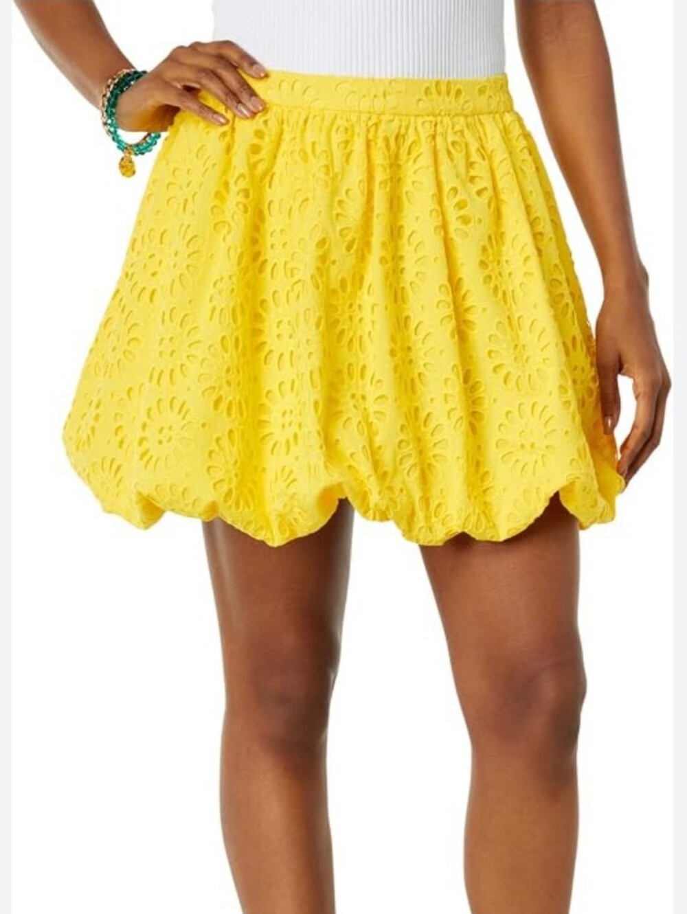 Lilly Pulitzer Yellow Eyelet Leah Mini Skirt